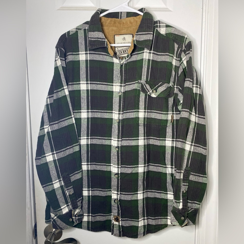Legendary Whitetails Men's Black and Green Plaid Shirt